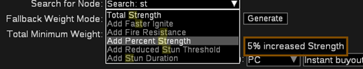 Path of Building Added Percent Strength timeless jewel filter